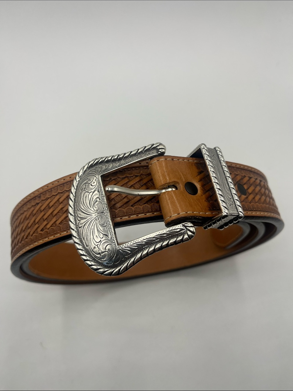 Justin Boots Tan Top Grain Leather Belt